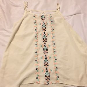 cream tank top with embroidery detailing